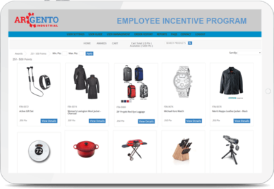 Employee incentive website category page