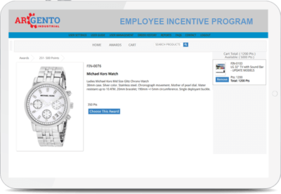 Employee incentive website product page